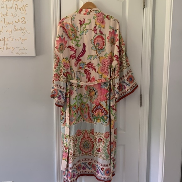 ZARA FLORAL LONG DUSTER XS BLOGGER FAV nwt bohemian festive cottage core floral‎ - Picture 2 of 11